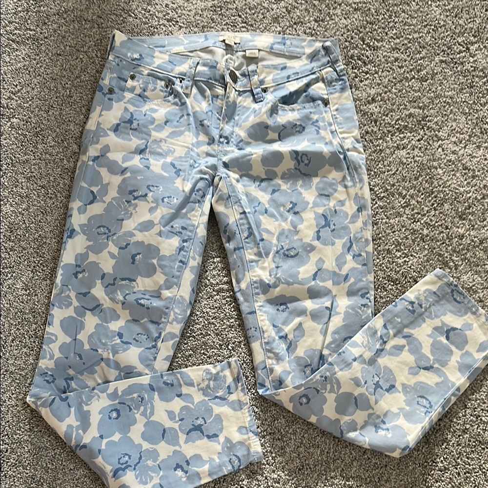 J. Crew Light Blue and White Tie-Dye Pants